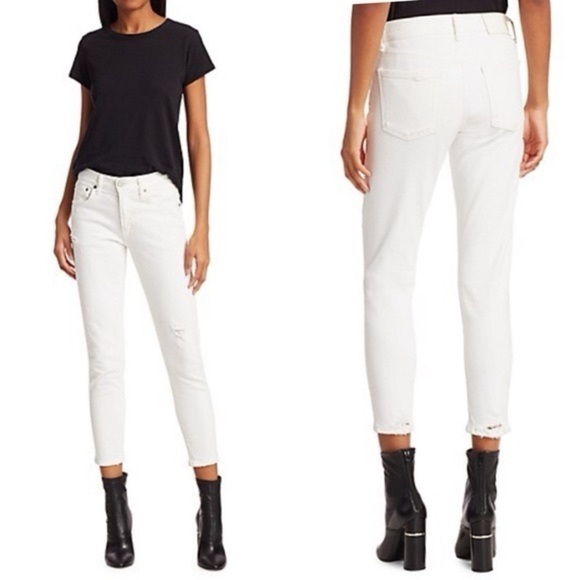 Moussy Denim - Moussy Vintage Velma Skinny Ankle Jeans White Denim Distressed Women’s 28